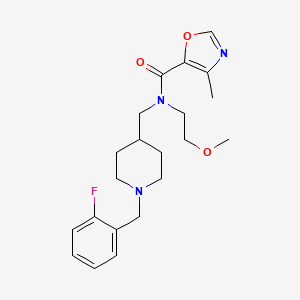 molecular formula C21H28FN3O3 B5137157 N-{[1-(2-fluorobenzyl)-4-piperidinyl]methyl}-N-(2-methoxyethyl)-4-methyl-1,3-oxazole-5-carboxamide 
