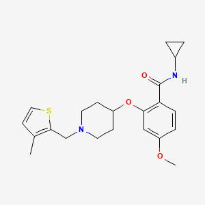 molecular formula C22H28N2O3S B5137278 N-cyclopropyl-4-methoxy-2-({1-[(3-methyl-2-thienyl)methyl]-4-piperidinyl}oxy)benzamide 