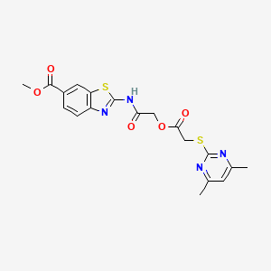 molecular formula C19H18N4O5S2 B5137285 METHYL 2-[2-({2-[(4,6-DIMETHYLPYRIMIDIN-2-YL)SULFANYL]ACETYL}OXY)ACETAMIDO]-1,3-BENZOTHIAZOLE-6-CARBOXYLATE 
