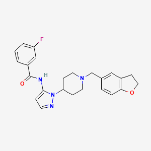 molecular formula C24H25FN4O2 B5137326 N-{1-[1-(2,3-dihydro-1-benzofuran-5-ylmethyl)-4-piperidinyl]-1H-pyrazol-5-yl}-3-fluorobenzamide 