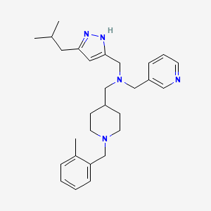 molecular formula C28H39N5 B5137441 1-[1-[(2-methylphenyl)methyl]piperidin-4-yl]-N-[[3-(2-methylpropyl)-1H-pyrazol-5-yl]methyl]-N-(pyridin-3-ylmethyl)methanamine 