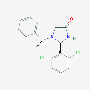 molecular formula C17H16Cl2N2O B051377 (R)-2-(2,6-Dichlorophenyl)-1-((R)-1-phenylethyl)imidazolidin-4-one CAS No. 1149765-13-8
