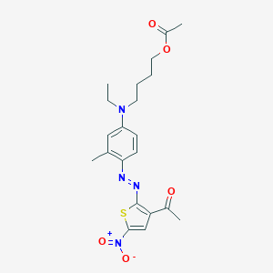 molecular formula C21H26N4O5S B051380 4-[{4-[(E)-(3-Acetyl-5-nitrothiophen-2-yl)diazenyl]-3-methylphenyl}(ethyl)amino]butyl acetate CAS No. 122063-39-2