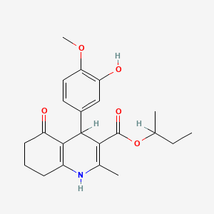 molecular formula C22H27NO5 B5138020 Butan-2-yl 4-(3-hydroxy-4-methoxyphenyl)-2-methyl-5-oxo-1,4,5,6,7,8-hexahydroquinoline-3-carboxylate 
