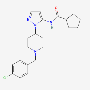 molecular formula C21H27ClN4O B5138161 N-[2-[1-[(4-chlorophenyl)methyl]piperidin-4-yl]pyrazol-3-yl]cyclopentanecarboxamide 