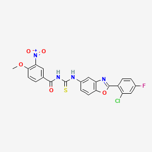 molecular formula C22H14ClFN4O5S B5138338 N-[[2-(2-chloro-4-fluorophenyl)-1,3-benzoxazol-5-yl]carbamothioyl]-4-methoxy-3-nitrobenzamide 