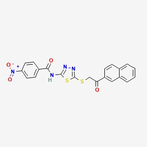 molecular formula C21H14N4O4S2 B5138507 N-[5-(2-naphthalen-2-yl-2-oxoethyl)sulfanyl-1,3,4-thiadiazol-2-yl]-4-nitrobenzamide 