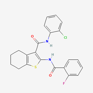 molecular formula C22H18ClFN2O2S B5138901 N-(2-Chlorophenyl)-2-(2-fluorobenzamido)-4,5,6,7-tetrahydro-1-benzothiophene-3-carboxamide 