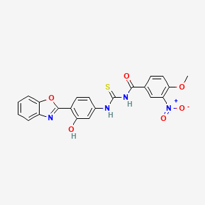 molecular formula C22H16N4O6S B5138905 N-[[4-(1,3-benzoxazol-2-yl)-3-hydroxyphenyl]carbamothioyl]-4-methoxy-3-nitrobenzamide 