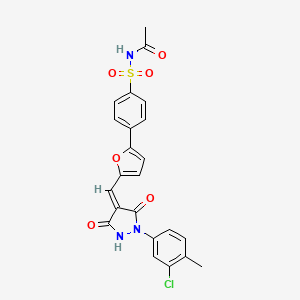 molecular formula C23H18ClN3O6S B5139022 N-{[4-(5-{(Z)-[1-(3-chloro-4-methylphenyl)-3,5-dioxopyrazolidin-4-ylidene]methyl}furan-2-yl)phenyl]sulfonyl}acetamide 