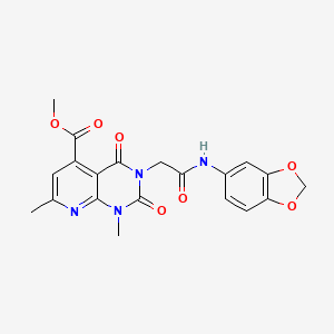 molecular formula C20H18N4O7 B5139481 METHYL 3-{[(2H-1,3-BENZODIOXOL-5-YL)CARBAMOYL]METHYL}-1,7-DIMETHYL-2,4-DIOXO-1H,2H,3H,4H-PYRIDO[2,3-D]PYRIMIDINE-5-CARBOXYLATE 