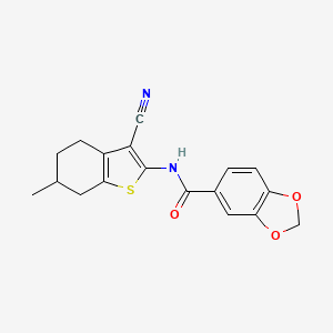 molecular formula C18H16N2O3S B5140116 N-(3-cyano-6-methyl-4,5,6,7-tetrahydro-1-benzothiophen-2-yl)-1,3-benzodioxole-5-carboxamide 