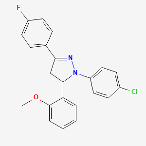 molecular formula C22H18ClFN2O B5140178 2-(4-Chlorophenyl)-5-(4-fluorophenyl)-3-(2-methoxyphenyl)-3,4-dihydropyrazole 