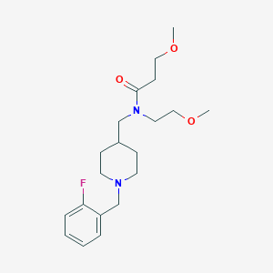 molecular formula C20H31FN2O3 B5140229 N-[[1-[(2-fluorophenyl)methyl]piperidin-4-yl]methyl]-3-methoxy-N-(2-methoxyethyl)propanamide 