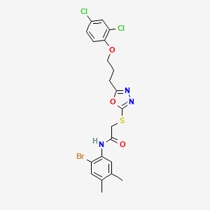 molecular formula C21H20BrCl2N3O3S B5140242 N-(2-bromo-4,5-dimethylphenyl)-2-({5-[3-(2,4-dichlorophenoxy)propyl]-1,3,4-oxadiazol-2-yl}sulfanyl)acetamide 