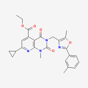 molecular formula C26H26N4O5 B5140653 ETHYL 7-CYCLOPROPYL-1-METHYL-3-{[5-METHYL-2-(3-METHYLPHENYL)-1,3-OXAZOL-4-YL]METHYL}-2,4-DIOXO-1H,2H,3H,4H-PYRIDO[2,3-D]PYRIMIDINE-5-CARBOXYLATE 