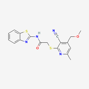 molecular formula C18H16N4O2S2 B5140785 N-(1,3-benzothiazol-2-yl)-2-{[3-cyano-4-(methoxymethyl)-6-methylpyridin-2-yl]sulfanyl}acetamide 
