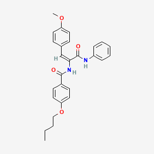 molecular formula C27H28N2O4 B5140810 N-[(E)-3-anilino-1-(4-methoxyphenyl)-3-oxoprop-1-en-2-yl]-4-butoxybenzamide 