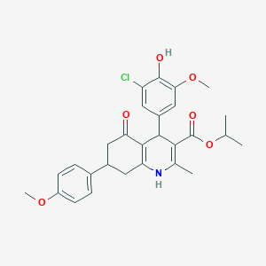 molecular formula C28H30ClNO6 B5140835 Propan-2-yl 4-(3-chloro-4-hydroxy-5-methoxyphenyl)-7-(4-methoxyphenyl)-2-methyl-5-oxo-1,4,5,6,7,8-hexahydroquinoline-3-carboxylate 