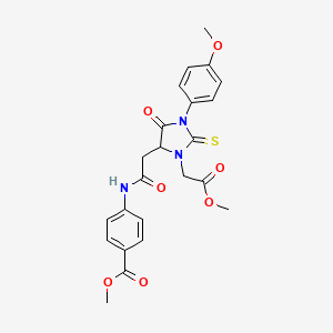 molecular formula C23H23N3O7S B5141137 Methyl 4-[[2-[3-(2-methoxy-2-oxoethyl)-1-(4-methoxyphenyl)-5-oxo-2-sulfanylideneimidazolidin-4-yl]acetyl]amino]benzoate 