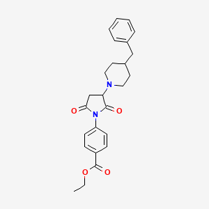 molecular formula C25H28N2O4 B5141183 Ethyl 4-[3-(4-benzylpiperidin-1-yl)-2,5-dioxopyrrolidin-1-yl]benzoate 