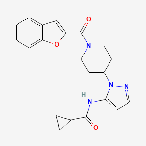 molecular formula C21H22N4O3 B5141211 N-[2-[1-(1-benzofuran-2-carbonyl)piperidin-4-yl]pyrazol-3-yl]cyclopropanecarboxamide 