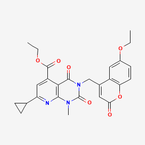 molecular formula C26H25N3O7 B5141899 ETHYL 7-CYCLOPROPYL-3-[(6-ETHOXY-2-OXO-2H-CHROMEN-4-YL)METHYL]-1-METHYL-2,4-DIOXO-1H,2H,3H,4H-PYRIDO[2,3-D]PYRIMIDINE-5-CARBOXYLATE 
