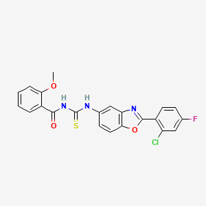 molecular formula C22H15ClFN3O3S B5142750 N-{[2-(2-chloro-4-fluorophenyl)-1,3-benzoxazol-5-yl]carbamothioyl}-2-methoxybenzamide 