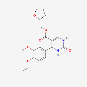 molecular formula C21H28N2O6 B5142911 Tetrahydrofuran-2-ylmethyl 4-(3-methoxy-4-propoxyphenyl)-6-methyl-2-oxo-1,2,3,4-tetrahydropyrimidine-5-carboxylate 