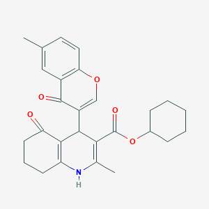 molecular formula C27H29NO5 B5143043 cyclohexyl 2-methyl-4-(6-methyl-4-oxo-4H-chromen-3-yl)-5-oxo-1,4,5,6,7,8-hexahydroquinoline-3-carboxylate 