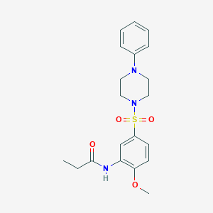 molecular formula C20H25N3O4S B5143068 N-[2-methoxy-5-(4-phenylpiperazin-1-yl)sulfonylphenyl]propanamide 