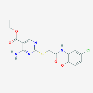 molecular formula C16H17ClN4O4S B5143908 ETHYL 4-AMINO-2-({[(5-CHLORO-2-METHOXYPHENYL)CARBAMOYL]METHYL}SULFANYL)PYRIMIDINE-5-CARBOXYLATE 