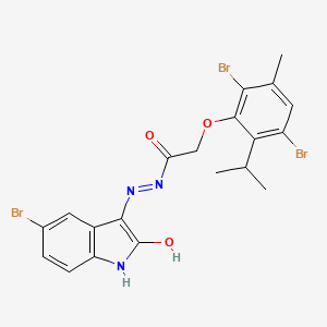 molecular formula C20H18Br3N3O3 B5144029 N-[(5-bromo-2-hydroxy-1H-indol-3-yl)imino]-2-(2,5-dibromo-3-methyl-6-propan-2-ylphenoxy)acetamide 