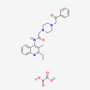 molecular formula C28H32N4O6 B5144452 N-(2-ethyl-3-methylquinolin-4-yl)-2-(4-phenacylpiperazin-1-yl)acetamide;oxalic acid 