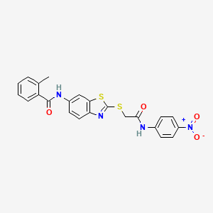 molecular formula C23H18N4O4S2 B5144890 2-methyl-N-[2-[2-(4-nitroanilino)-2-oxoethyl]sulfanyl-1,3-benzothiazol-6-yl]benzamide 