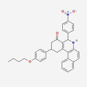 molecular formula C33H30N2O4 B5144893 2-(4-Butoxyphenyl)-5-(4-nitrophenyl)-1H,2H,3H,4H,5H,6H-benzo[A]phenanthridin-4-one 
