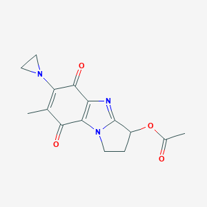 molecular formula C15H15N3O4 B051449 6-N-Aziridinyl-3-hydrox-7-methyl-2,3-dihydro-1H-pyrrolo(1,2-a)benzimidazole-5,8-dione 3-acetate CAS No. 123567-24-8