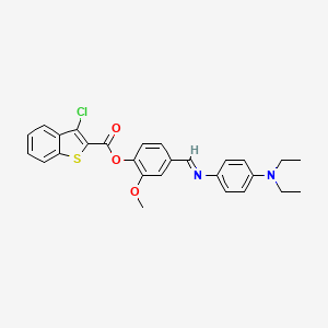 molecular formula C27H25ClN2O3S B5144986 4-({[4-(diethylamino)phenyl]imino}methyl)-2-methoxyphenyl 3-chloro-1-benzothiophene-2-carboxylate 