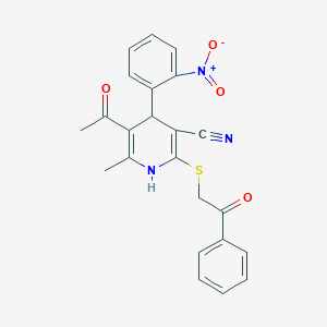 molecular formula C23H19N3O4S B5145022 5-acetyl-6-methyl-4-(2-nitrophenyl)-2-[(2-oxo-2-phenylethyl)thio]-1,4-dihydro-3-pyridinecarbonitrile 