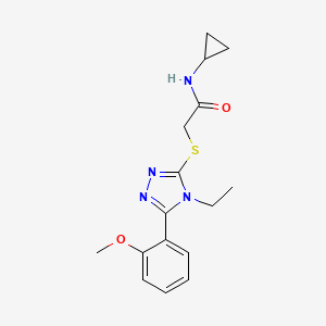 molecular formula C16H20N4O2S B5145202 N-cyclopropyl-2-{[4-ethyl-5-(2-methoxyphenyl)-4H-1,2,4-triazol-3-yl]sulfanyl}acetamide 