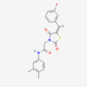 molecular formula C20H17FN2O3S B5145469 N-(3,4-dimethylphenyl)-2-[(5E)-5-(3-fluorobenzylidene)-2,4-dioxo-1,3-thiazolidin-3-yl]acetamide 