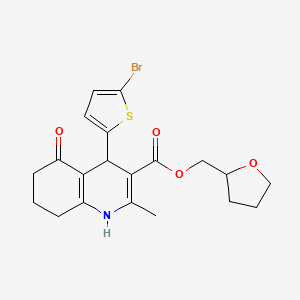 molecular formula C20H22BrNO4S B5145837 tetrahydrofuran-2-ylmethyl 4-(5-bromothiophen-2-yl)-2-methyl-5-oxo-1,4,5,6,7,8-hexahydroquinoline-3-carboxylate CAS No. 330952-34-6