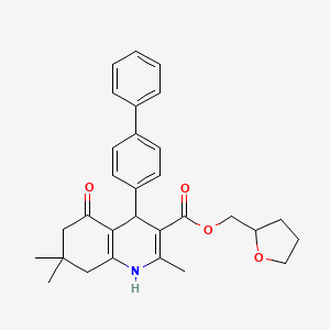 molecular formula C30H33NO4 B5145918 Tetrahydrofuran-2-ylmethyl 4-(biphenyl-4-yl)-2,7,7-trimethyl-5-oxo-1,4,5,6,7,8-hexahydroquinoline-3-carboxylate 