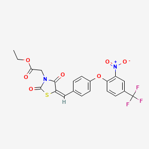 molecular formula C21H15F3N2O7S B5145949 ethyl [(5E)-5-{4-[2-nitro-4-(trifluoromethyl)phenoxy]benzylidene}-2,4-dioxo-1,3-thiazolidin-3-yl]acetate 