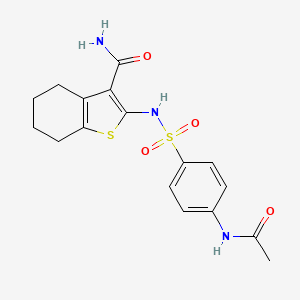 molecular formula C17H19N3O4S2 B5146124 2-(4-ACETAMIDOBENZENESULFONAMIDO)-4,5,6,7-TETRAHYDRO-1-BENZOTHIOPHENE-3-CARBOXAMIDE 