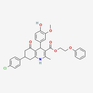 molecular formula C32H30ClNO6 B5146696 2-Phenoxyethyl 7-(4-chlorophenyl)-4-(4-hydroxy-3-methoxyphenyl)-2-methyl-5-oxo-1,4,5,6,7,8-hexahydroquinoline-3-carboxylate 