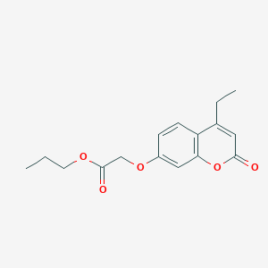 molecular formula C16H18O5 B5147012 propyl 2-[(4-ethyl-2-oxo-2H-chromen-7-yl)oxy]acetate 