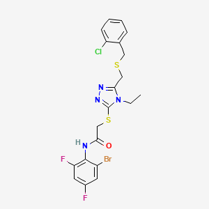 molecular formula C20H18BrClF2N4OS2 B5147129 N-(2-bromo-4,6-difluorophenyl)-2-[[5-[(2-chlorophenyl)methylsulfanylmethyl]-4-ethyl-1,2,4-triazol-3-yl]sulfanyl]acetamide 