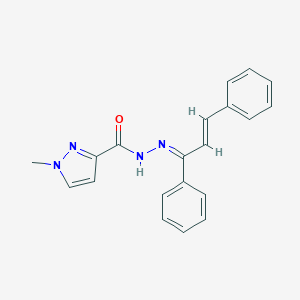 molecular formula C20H18N4O B514738 N'-(1,3-diphenyl-2-propenylidene)-1-methyl-1H-pyrazole-3-carbohydrazide 