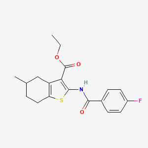 molecular formula C19H20FNO3S B5147391 Ethyl 2-{[(4-fluorophenyl)carbonyl]amino}-5-methyl-4,5,6,7-tetrahydro-1-benzothiophene-3-carboxylate 